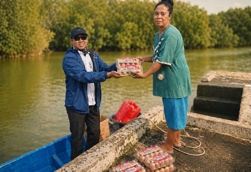 Alfamart Tempuh Jalur Perahu ke Kampung Laut, Program Satu Telur Sehari Perkuat Cegah Stunting di Hari Anak Nasional