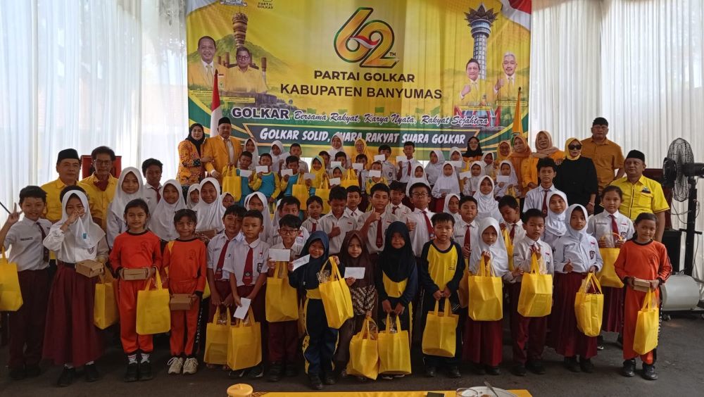 HUT ke-62 Partai Golkar, DPD Banyumas Santuni 62 Anak Yatim dan Perkuat Konsolidasi Kader Muda